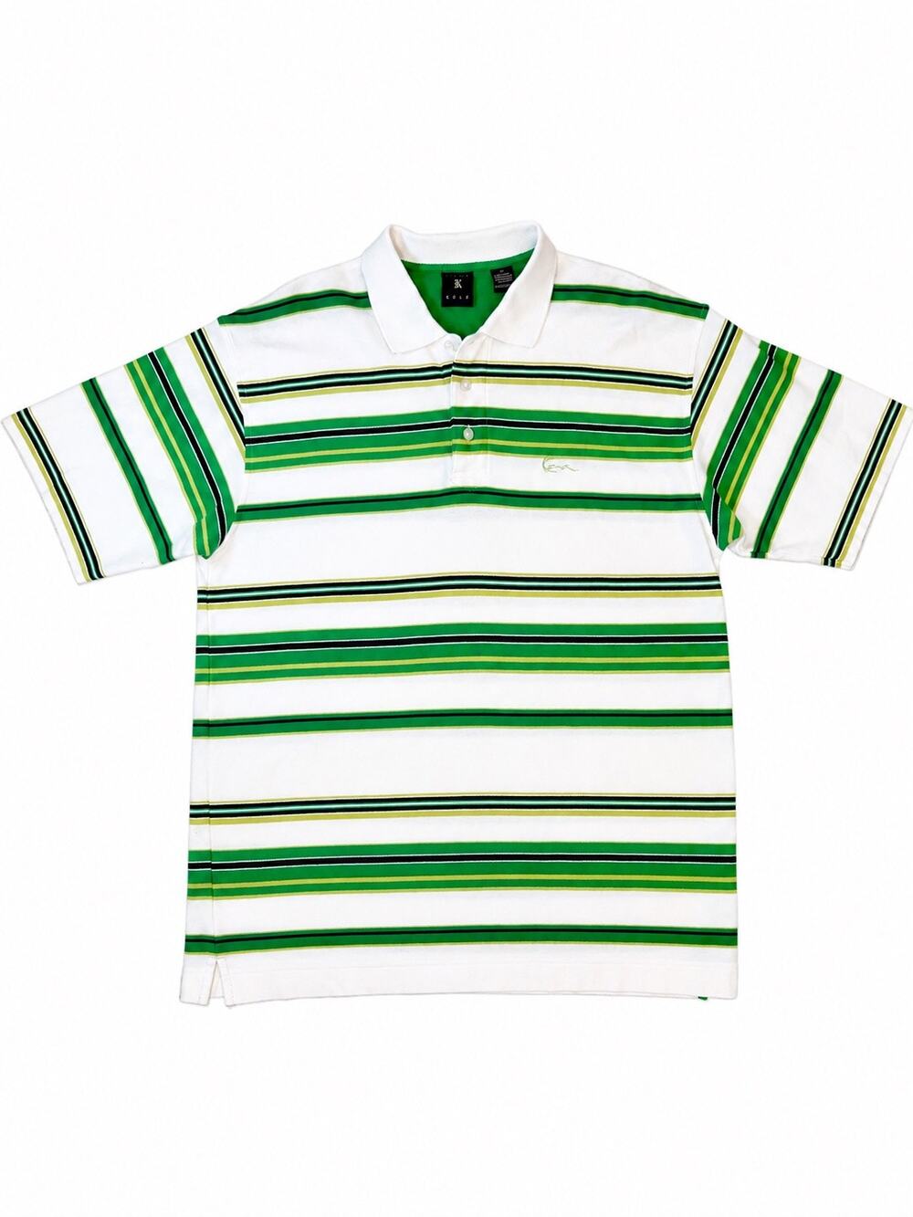 Vintage Karl Kani Gold Y2K Striped Short Sleeve Polo Shirt XL